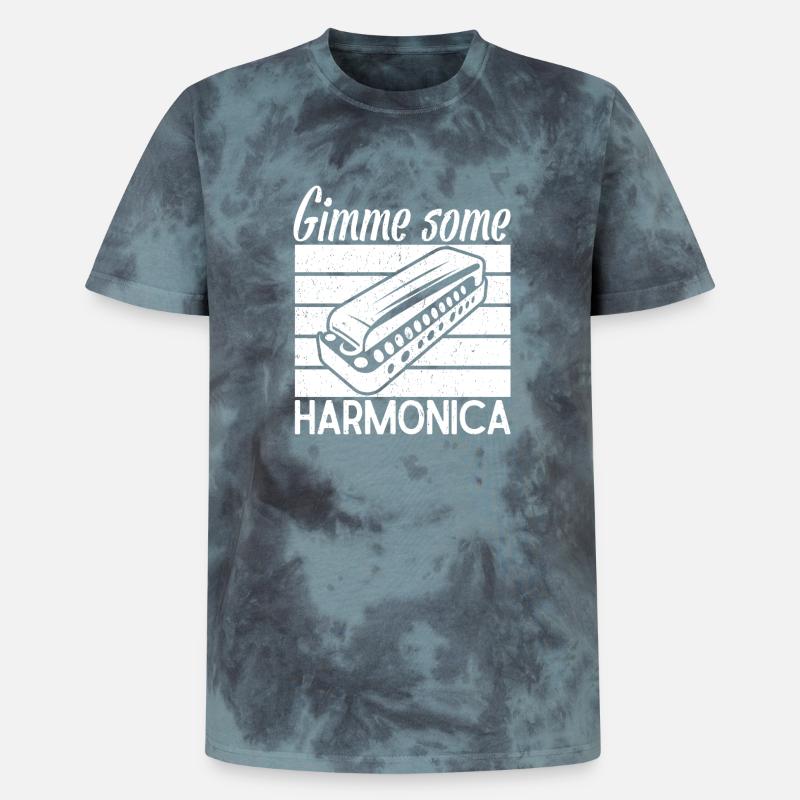 Musicien d’harmonica Donne-moi un peu d’harmonica - T-shirt tie-dye premium unisexe - noir/bleu