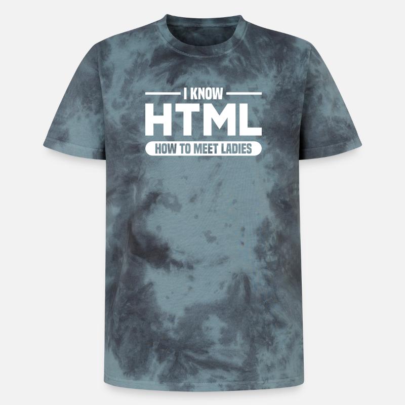 Programmation HTML d’humour disant - T-shirt tie-dye premium unisexe - noir/bleu