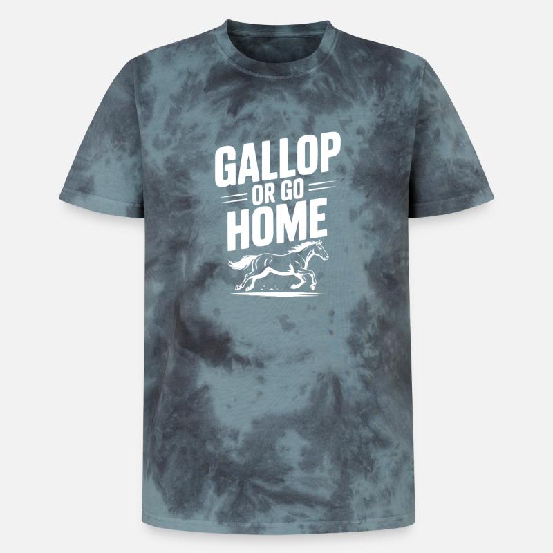 Galoppieren oder nach Hause gehen - Unisex Premium Tie Dye T-Shirt - Schwarz/Blau