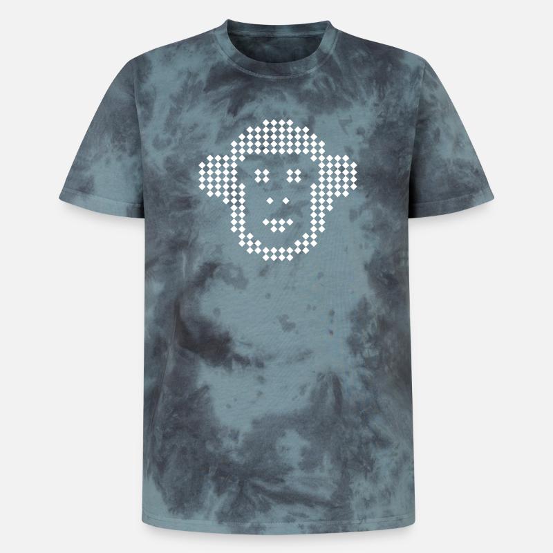 Pixel Monkey Diamond Emblem - Unisex Premium Tie-Dye T-Shirt - Black/Blue