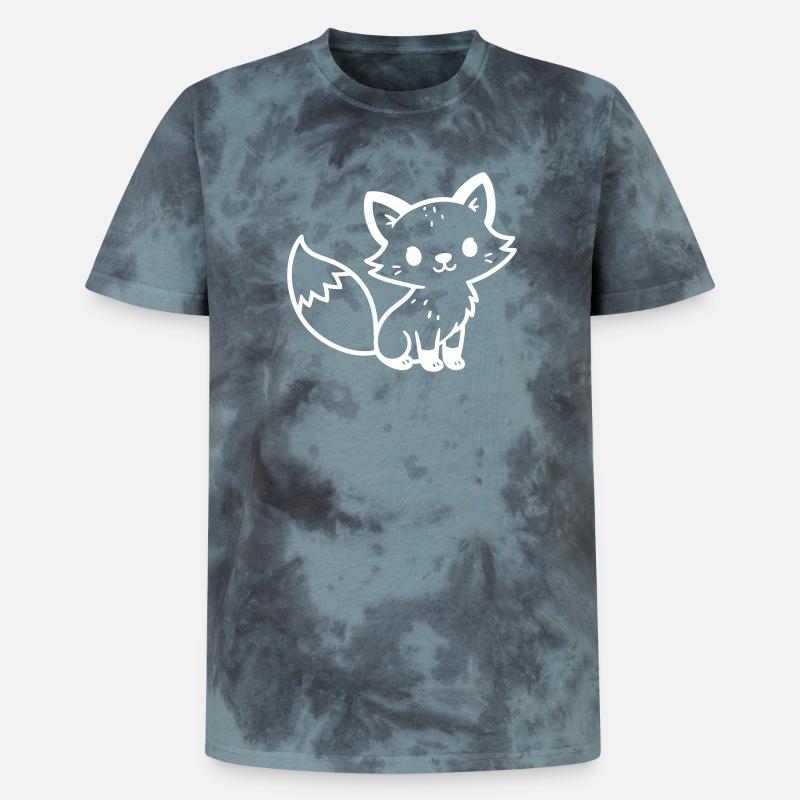 Fuchs Niedlich Comic - Unisex Premium Tie Dye T-Shirt - Schwarz/Blau