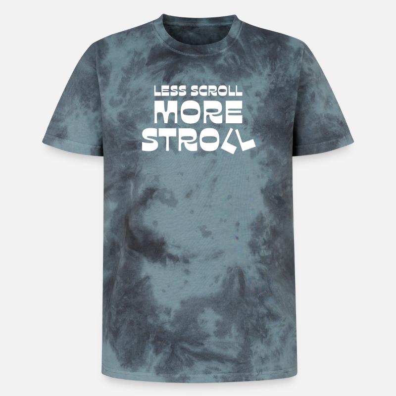 Less Scroll More Stroll - Unisex Premium Tie-Dye T-Shirt - Black/Blue