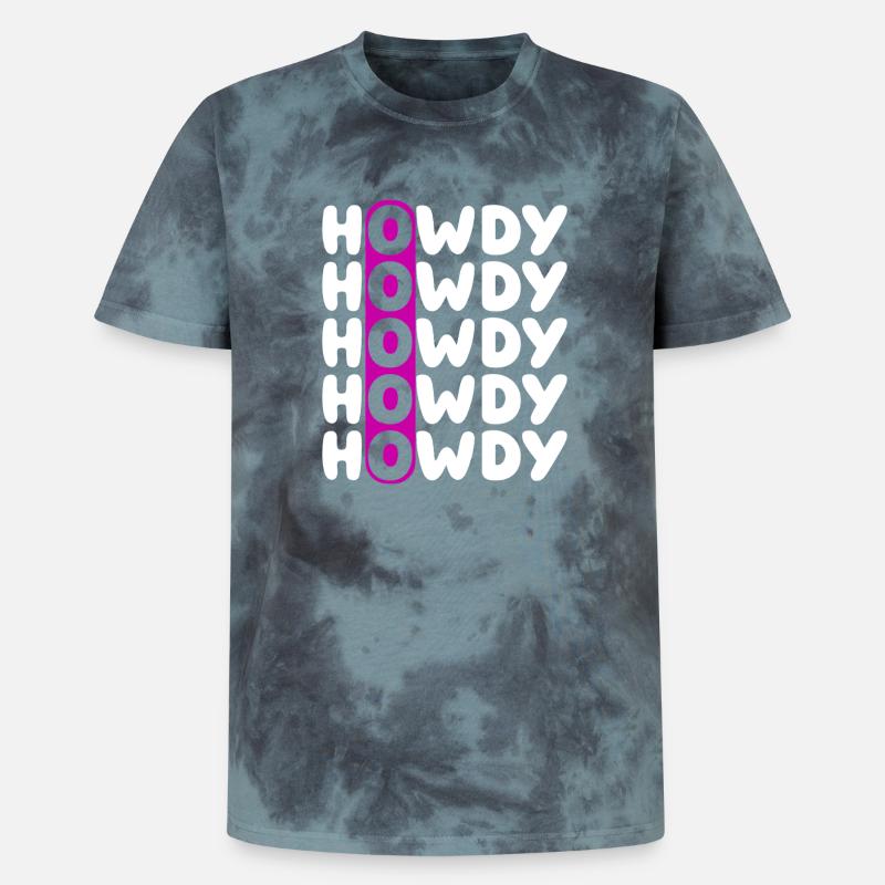 Howdy Repeat O Western Pattern - T-shirt tie-dye premium unisexe - noir/bleu