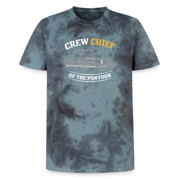 Pontoon Party Pontoon Crew Pontoon Boat - Unisex Premium Tie-Dye T-Shirt - Black/Blue - Front - AI Model Female 172 light (172cm) & AI Model Male 178 light (178cm)