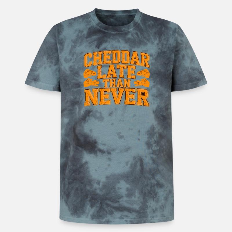 Cheddar in ritardo rispetto a mai formaggio divertente che dice per - T-shirt tie-dye unisex Premium - nero/blu