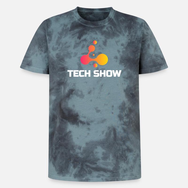 Technikshow Neon Blob Tee - Unisex Premium Tie Dye T-Shirt - Schwarz/Blau