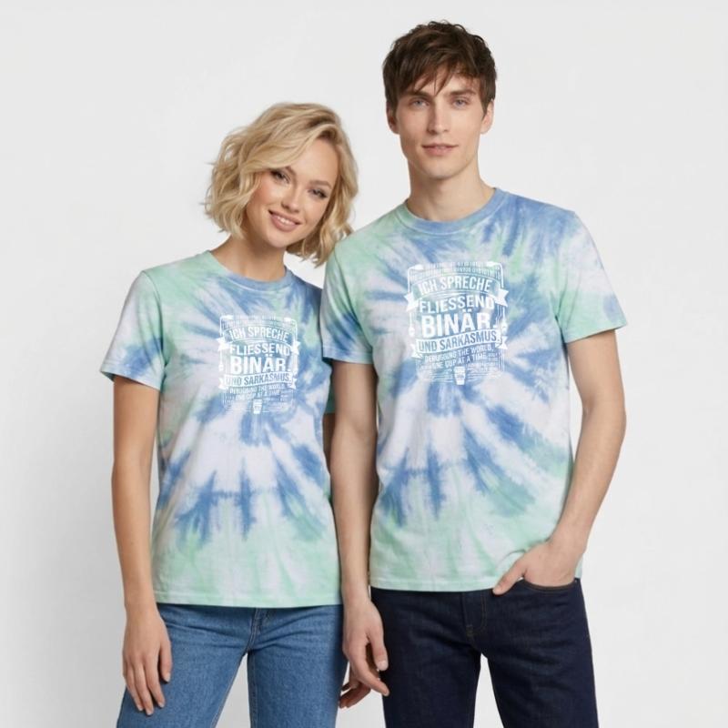 Coding Binary Coffee Sarcasm Unisex Premium Tie-Dye T-Shirt
