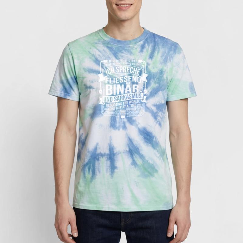 Coding Binary Coffee Sarcasm Unisex Premium Tie-Dye T-Shirt