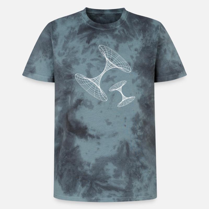 Wireframe Vortex Geometry - Unisex Premium Tie-Dye T-Shirt - Black/Blue