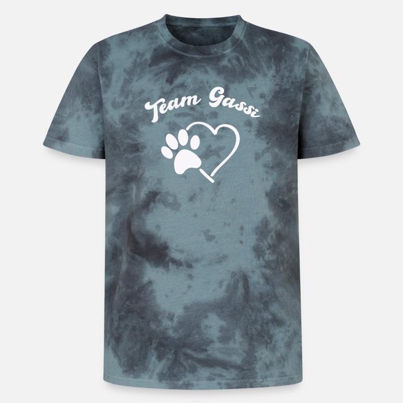 Team Gassi Herzpfote Logo - Unisex Premium Tie Dye T-Shirt - Schwarz/Blau