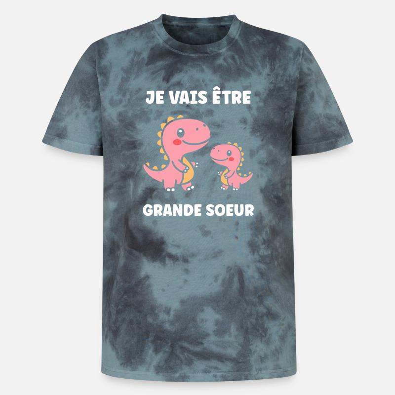 Ich werde eine große Schwester - Unisex Premium Tie Dye T-Shirt - Schwarz/Blau