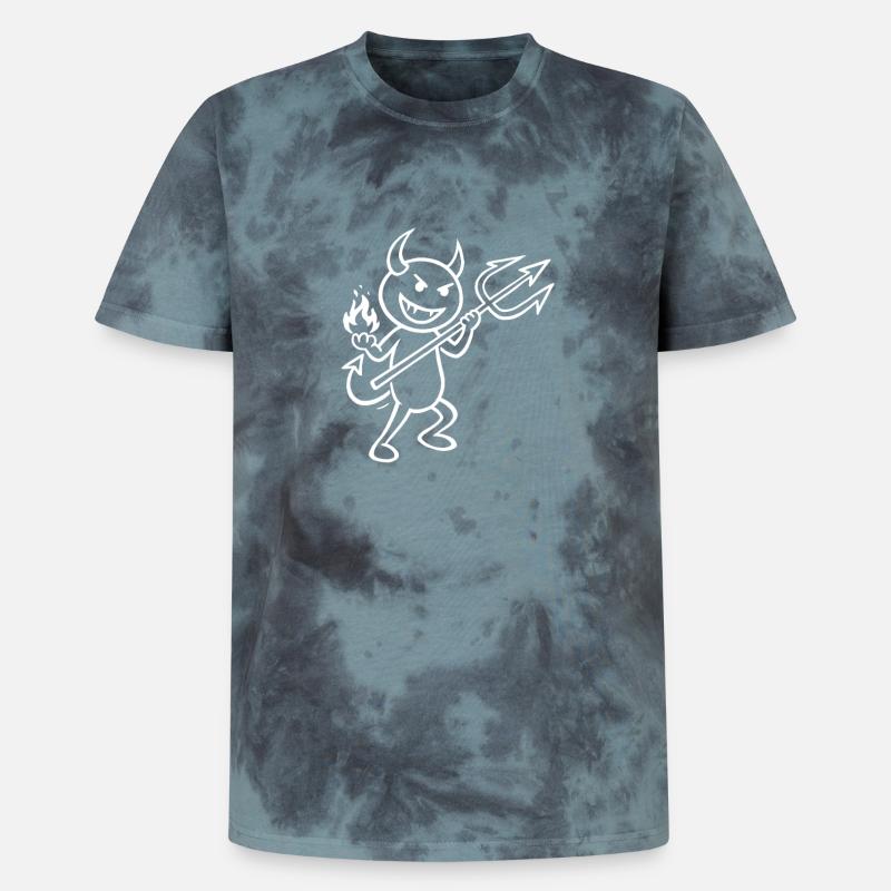 Devilish Flames - Devil with Flames - Unisex Premium Tie-Dye T-Shirt - Black/Blue