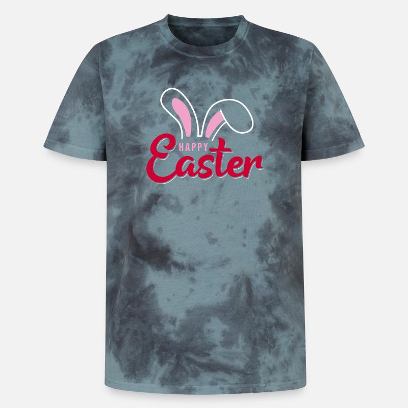 Happy Easter Bunny Scripture - Unisex Premium Tie-Dye T-Shirt - Black/Blue