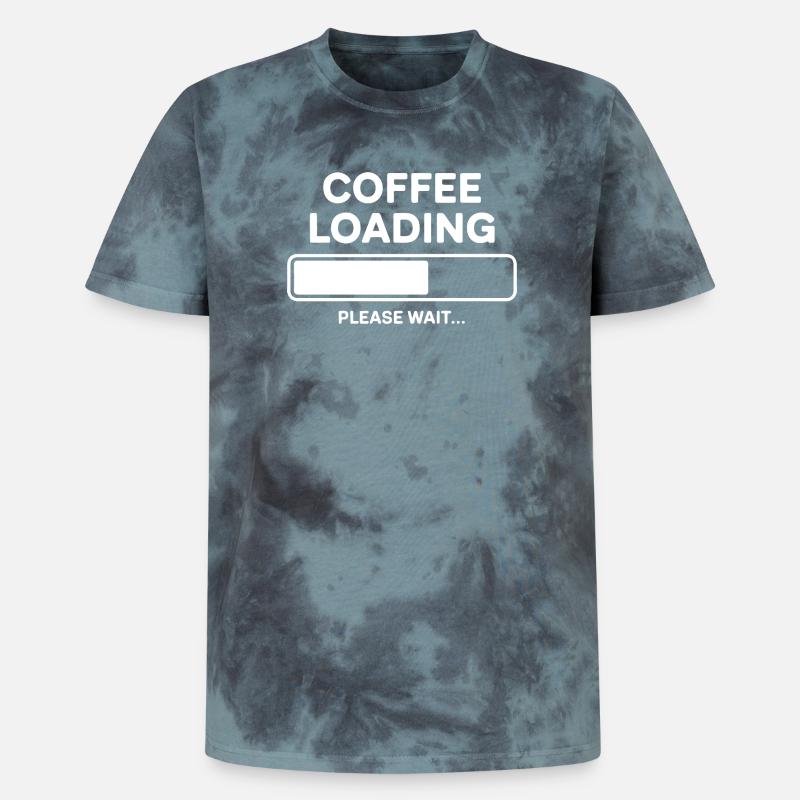Coffee Loading Please Wait - Unisex Premium Tie Dye T-Shirt - Schwarz/Blau