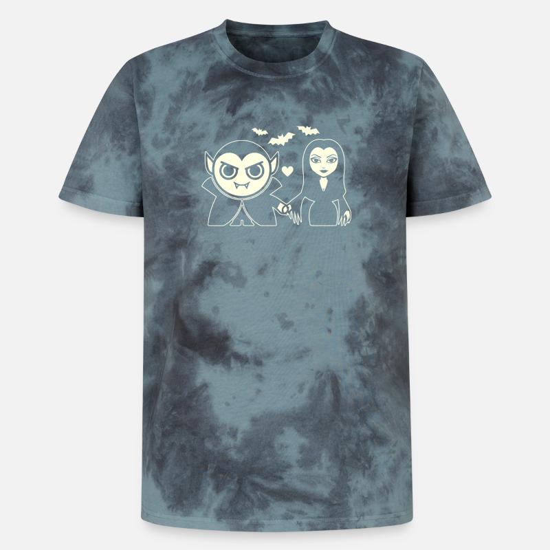 Vampire and Night Vampire - Unisex Premium Tie-Dye T-Shirt - Black/Blue