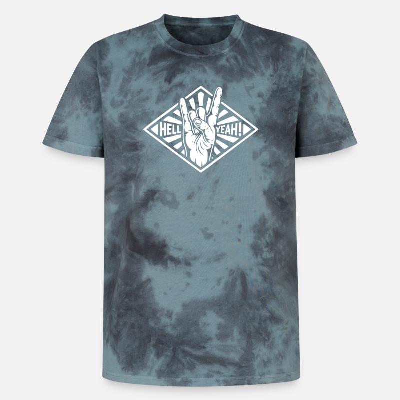 Hell Yeah Hand Gesture - T-shirt tie-dye premium unisexe - noir/bleu