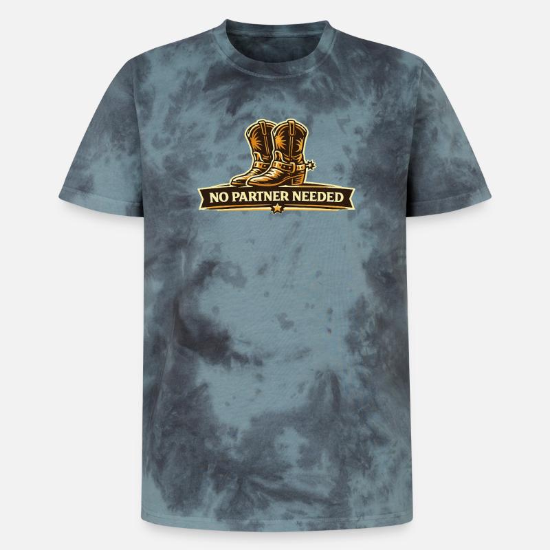 No Partner Needed Line Dance - Unisex Premium Tie Dye T-Shirt - Schwarz/Blau