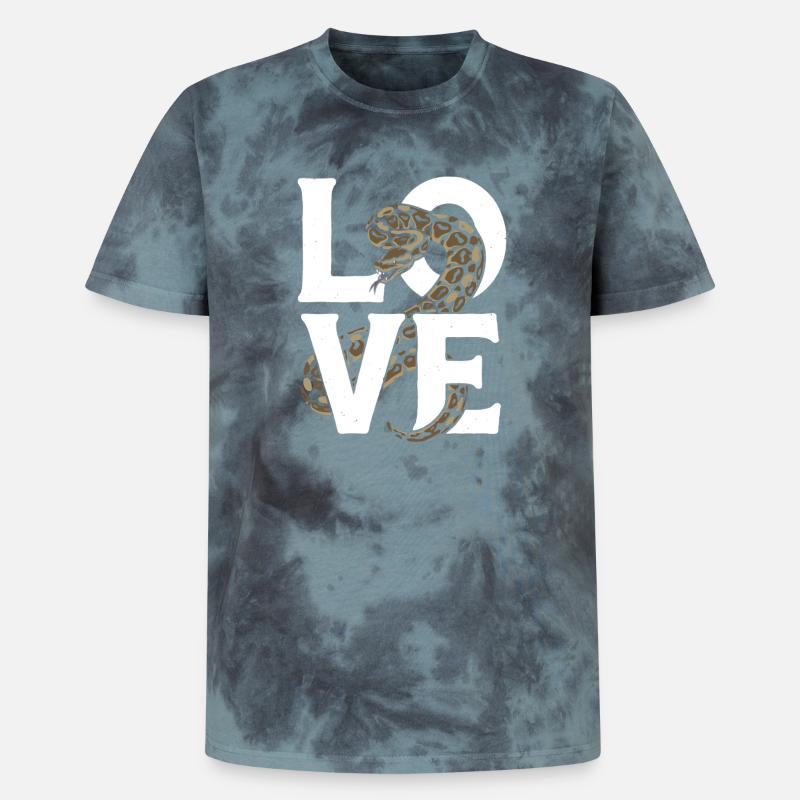 Königspython Schlangen LOVE Terrarium Python - Unisex Premium Tie Dye T-Shirt - Schwarz/Blau