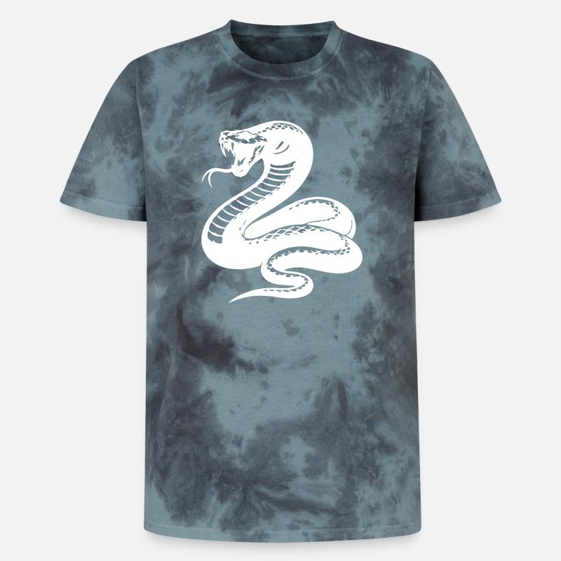 Silhouette du python serpent - T-shirt tie-dye premium unisexe - noir/bleu