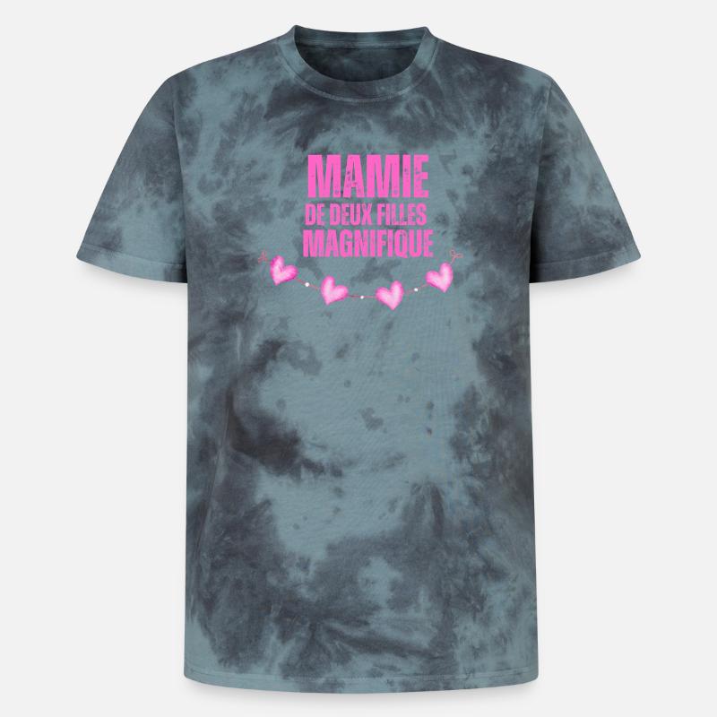 Die wunderschöne Oma beider Mädchen - Unisex Premium Tie Dye T-Shirt - Schwarz/Blau