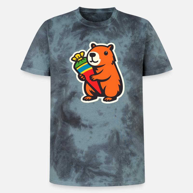 capybara einschulung - Unisex Premium Tie Dye T-Shirt - Schwarz/Blau
