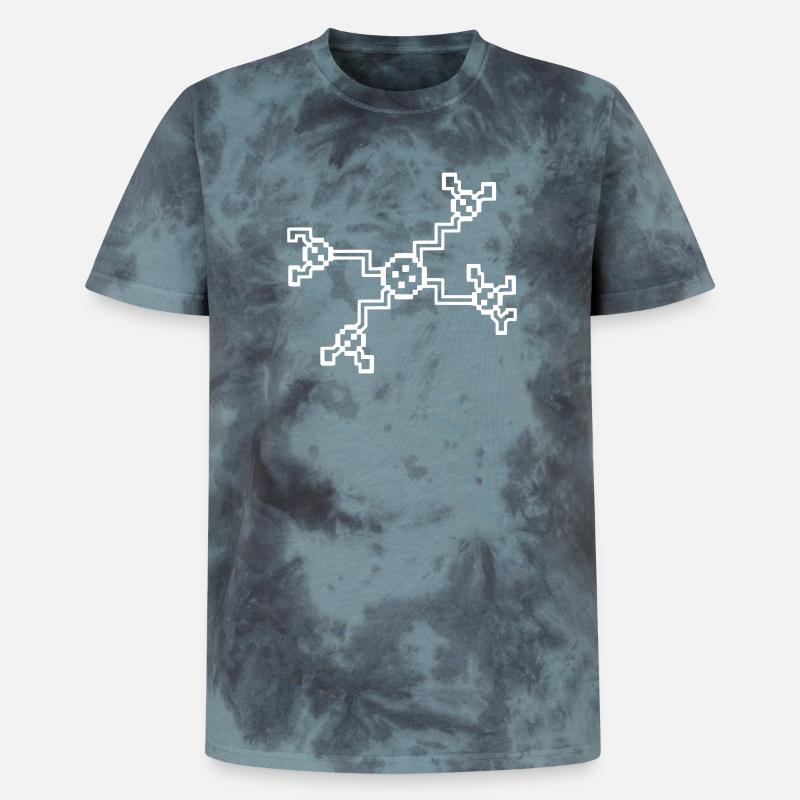 Neuron Nerve Cell Pixel 8-Bit - Unisex Premium Tie-Dye T-Shirt - Black/Blue