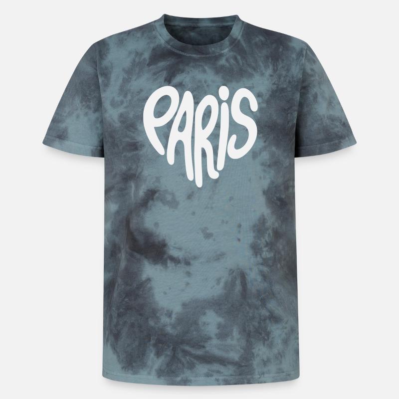 Paris Graffiti-Skript Logo herzförmig - Unisex Premium Tie Dye T-Shirt - Schwarz/Blau