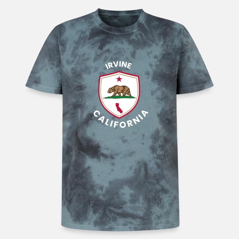 Irvine CA Bear Shield Emblem - Unisex Premium Tie-Dye T-Shirt - Black/Blue