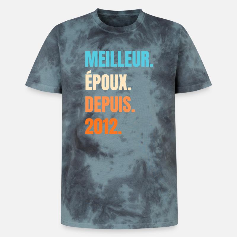 Bester Ehemann seit 2012 Geschenk-Ehemann - Unisex Premium Tie Dye T-Shirt - Schwarz/Blau