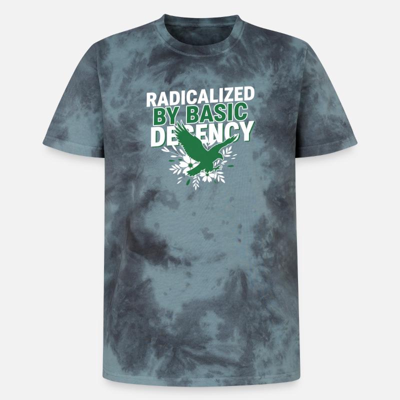 Radicalized By Basic Decency Quote Shirt - Unisex Premium Tie Dye T-Shirt - Schwarz/Blau