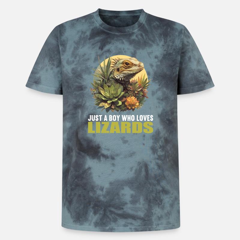 Eidechsen Eidechse - Unisex Premium Tie Dye T-Shirt - Schwarz/Blau