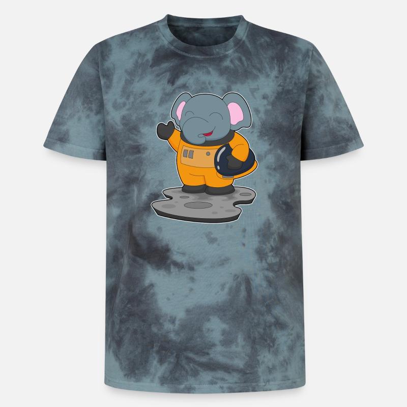 Astronaute éléphant spatial - T-shirt tie-dye premium unisexe - noir/bleu