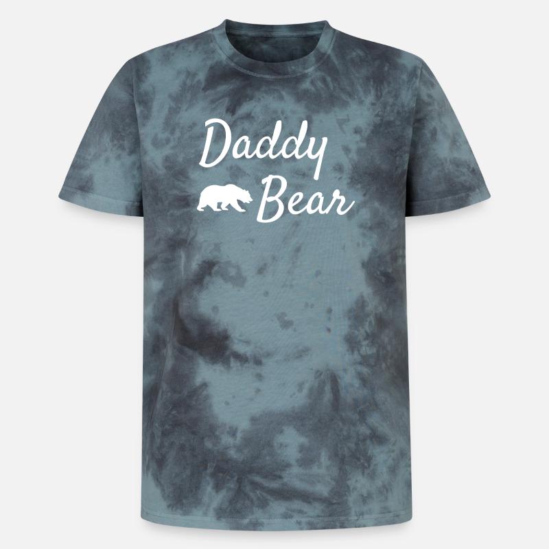 Daddy Bear Script Logo - Unisex Premium Tie-Dye T-Shirt - Black/Blue