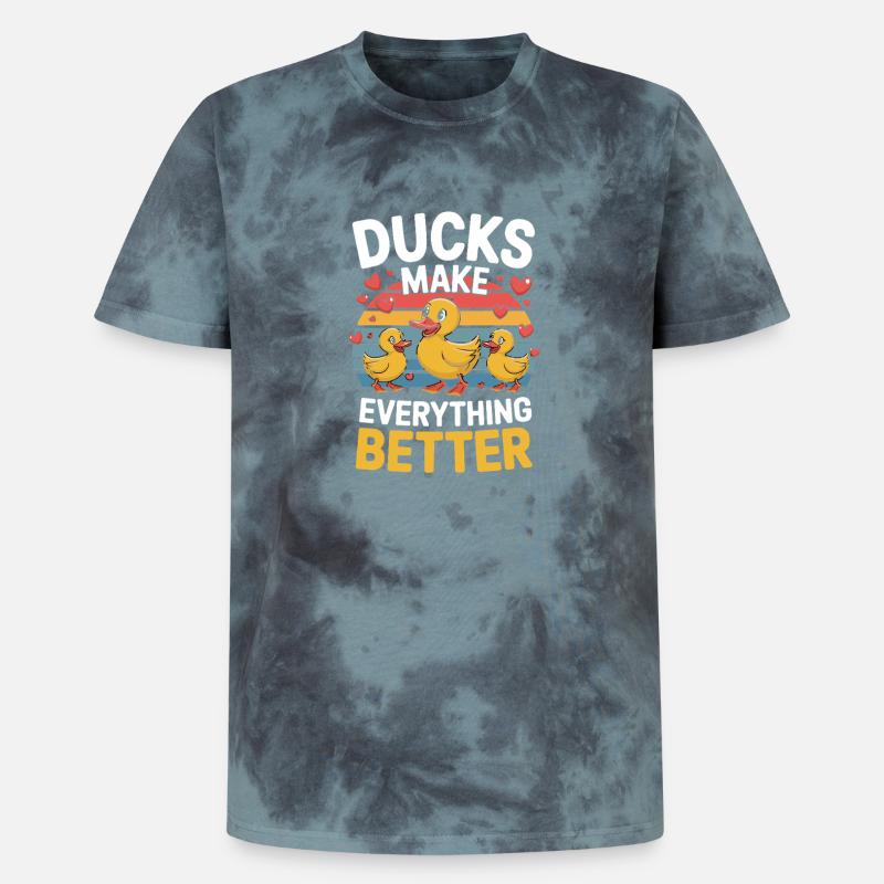 Ducks Make Everything Better Funny Ducks - Unisex Premium Tie-Dye T-Shirt - Black/Blue