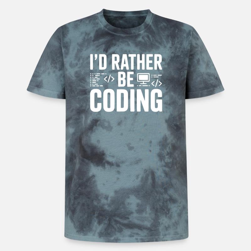 Je préfère coder - T-shirt tie-dye premium unisexe - noir/bleu