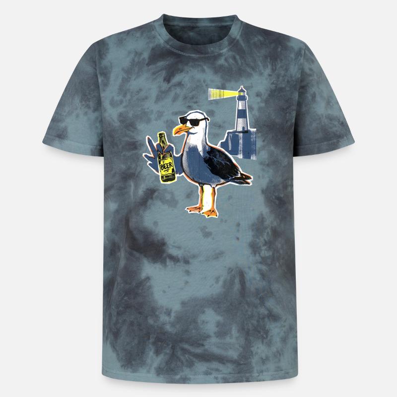 Coole Möwe Leuchtturm Bier - Unisex Premium Tie Dye T-Shirt - Schwarz/Blau