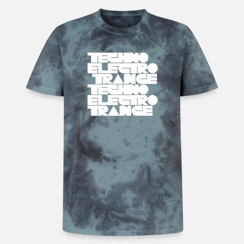 Techno Electro Trance Musik - Unisex Premium Tie Dye T-Shirt - Schwarz/Blau