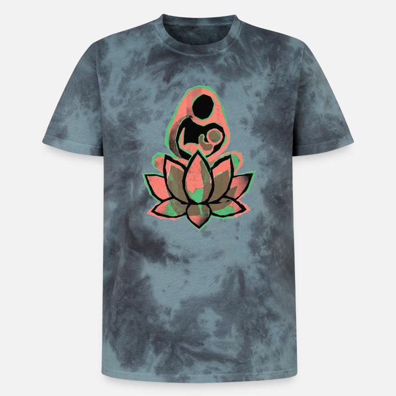 Mutter Kind Yoga - Unisex Premium Tie Dye T-Shirt - Schwarz/Blau