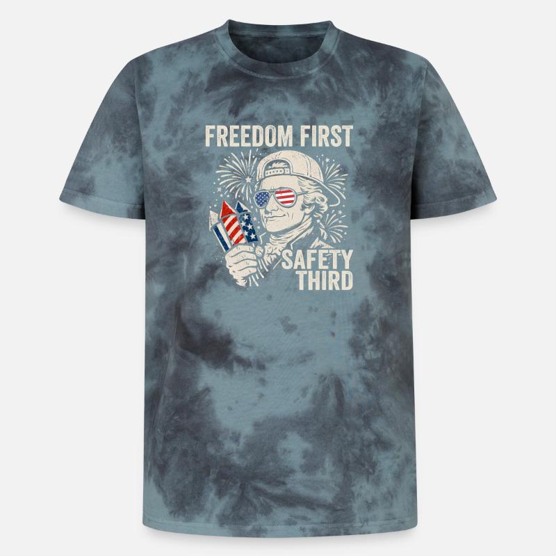 Freedom First, Security Third, Ham - Unisex Premium Tie-Dye T-Shirt - Black/Blue