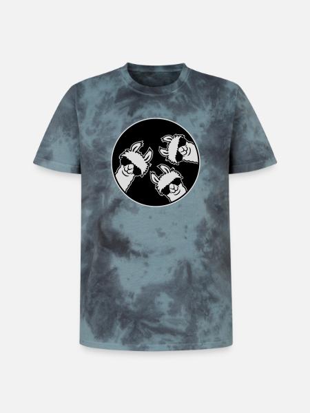 Tre Lama Fighe, Distintivo a Cerchio di Occhiali da Sole Divertente - T-shirt tie-dye unisex Premium - nero/blu