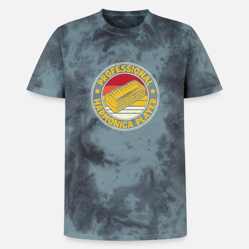 Funny Harmonica Player Professional Harmonica - T-shirt tie-dye premium unisexe - noir/bleu