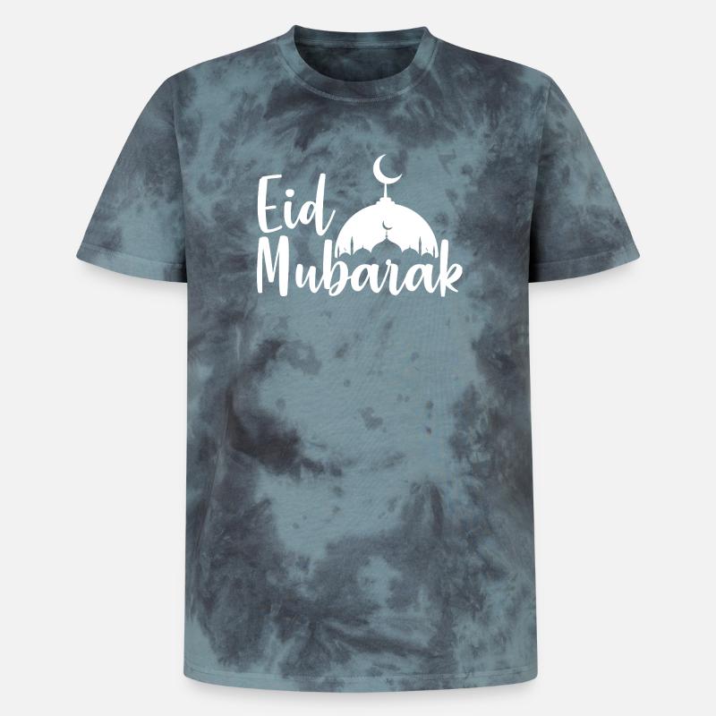 Silhouette der Eid Mubarak-Moschee - Unisex Premium Tie Dye T-Shirt - Schwarz/Blau