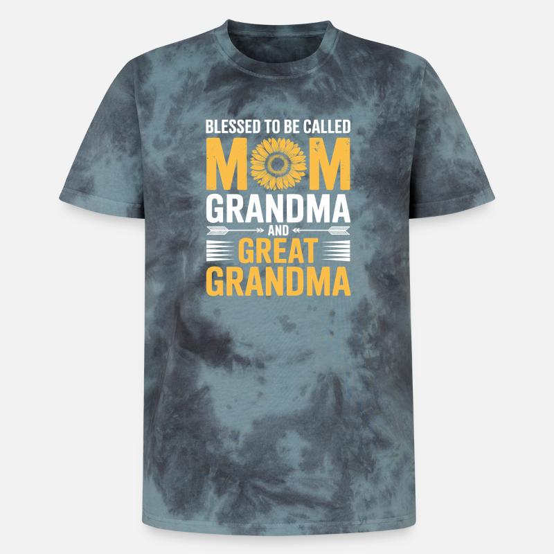 Mama Großmutter Sonnenblumen Design - Unisex Premium Tie Dye T-Shirt - Schwarz/Blau