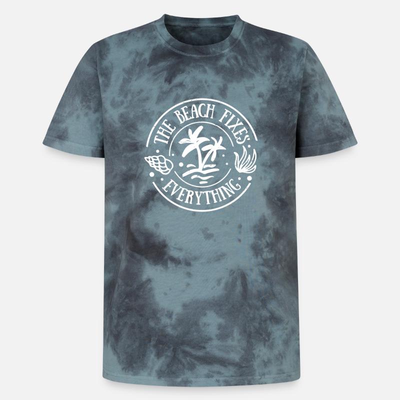 the beach fixes everything - Unisex Premium Tie Dye T-Shirt - Schwarz/Blau