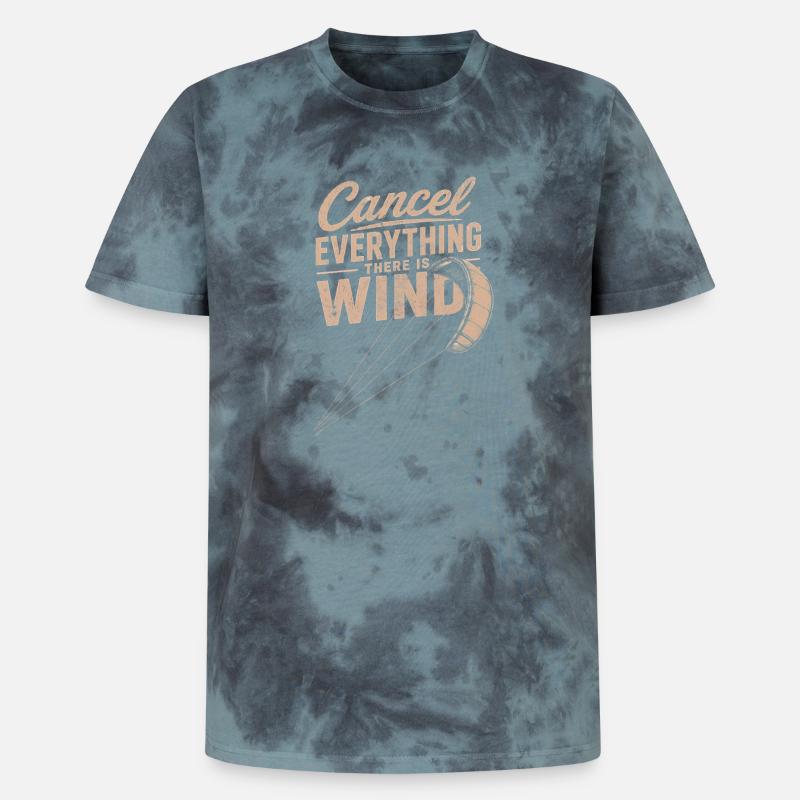Windspruch Grafik: Cancel Everything Wind - Unisex Premium Tie Dye T-Shirt - Schwarz/Blau