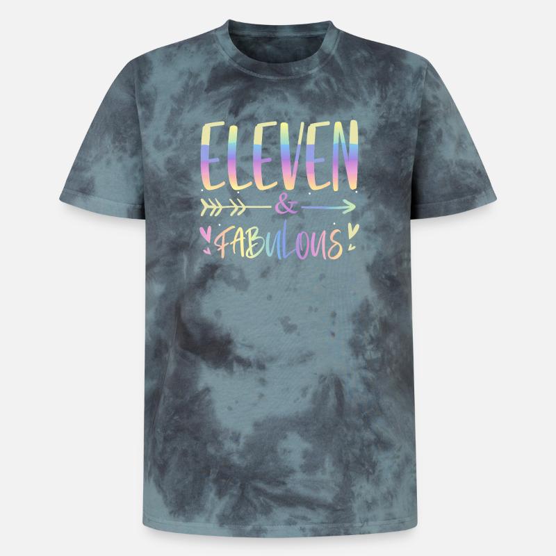 Eleven & Fabulous Rainbow Script - Unisex Premium Tie Dye T-Shirt - Schwarz/Blau