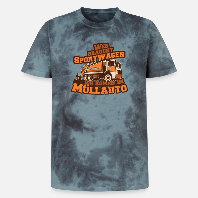 Müllauto Spruch - Unisex Premium Tie Dye T-Shirt - Schwarz/Blau