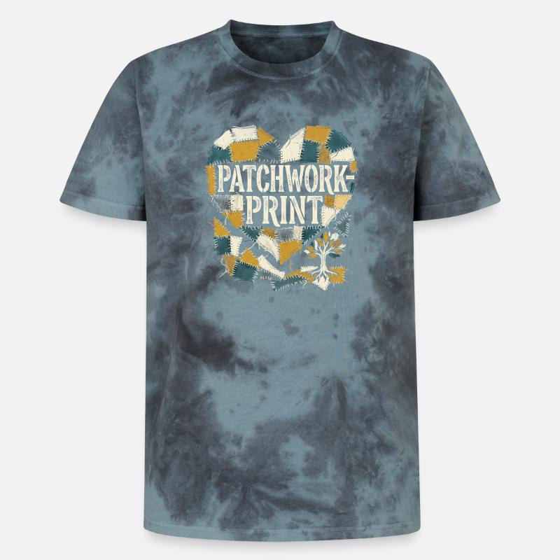 Impression patchwork - T-shirt tie-dye premium unisexe - noir/bleu