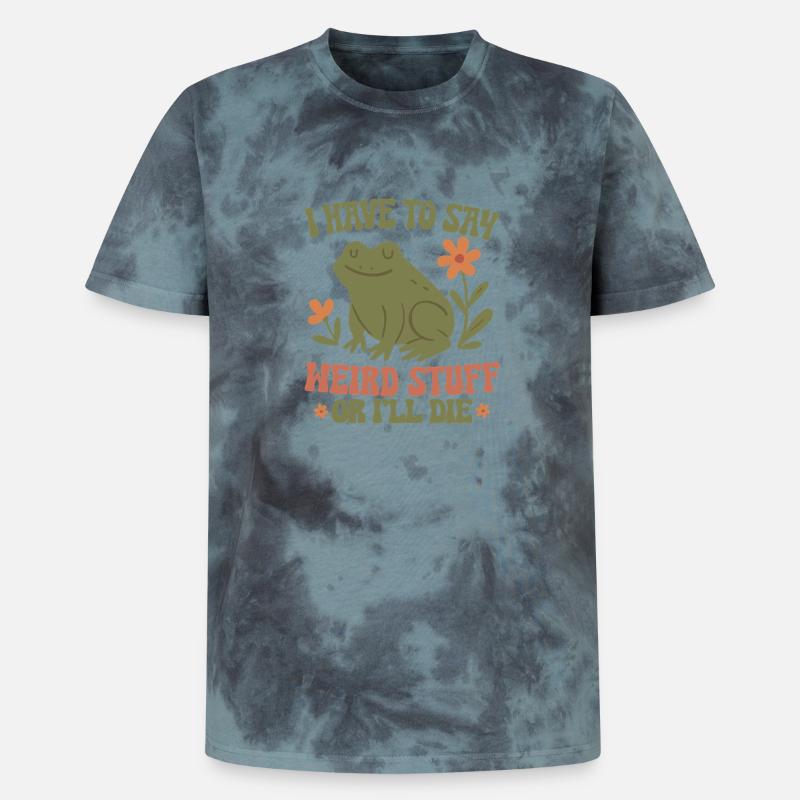 Frosch sagt seltsame Sachen oder stirb - Unisex Premium Tie Dye T-Shirt - Schwarz/Blau