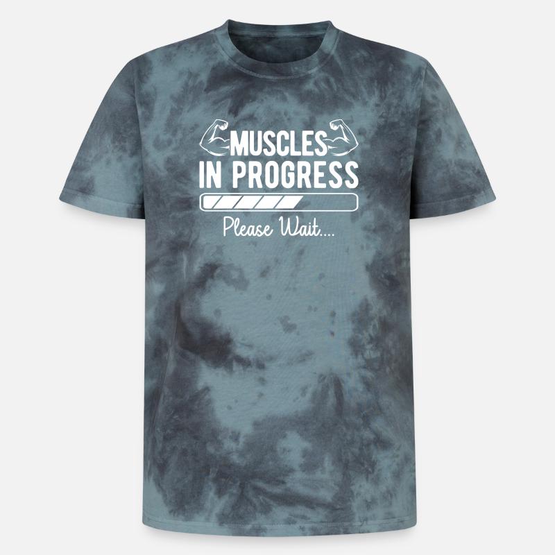 Powerlifting Bodybuilder Muscles In Progress Gym - Unisex Premium Tie Dye T-Shirt - Schwarz/Blau